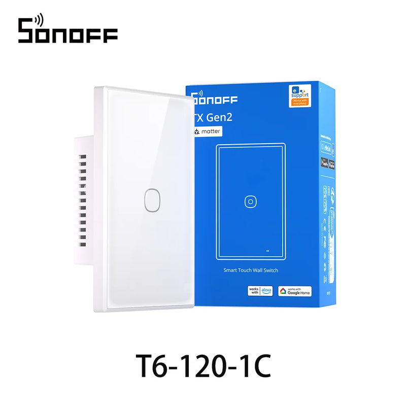 SONOFF TX Gen2 US Smart Touch Wall Switch T6 120 Matter Detach Relay Adjustable Night Switch Locator Apple Ecosystem Compatible
