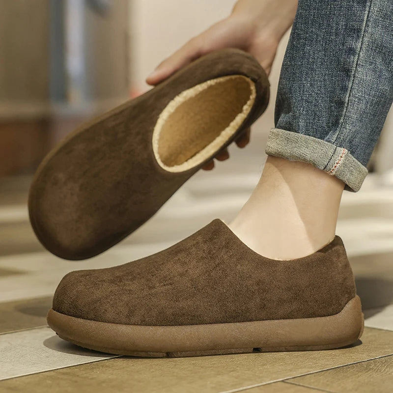 Men's high-quality snow casual cotton shoes winter warm plush soft soled fashion outdoor walking light comfort cotton slippers