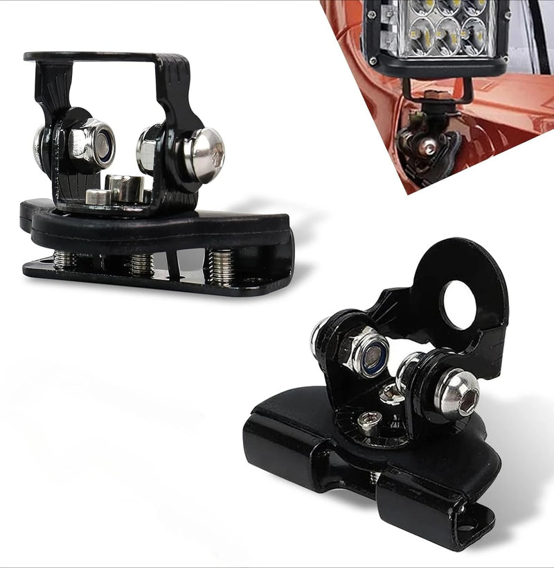 JOYINLED 2Pcs Universal Black Light Bar Mount Bracket Adjustable Hood Pillar Offroad Work Light Clamp