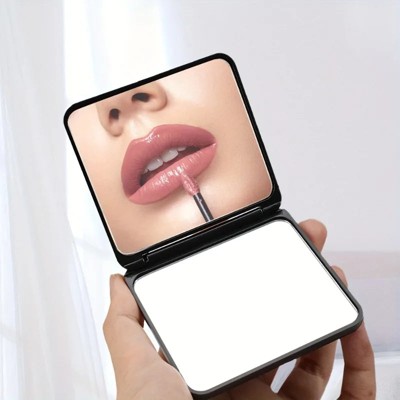 1PC Sparkling Rhinestone Portable Folding Makeup Mirror - Dual-Sided Square Design for Purses & Handbags, Make Up Mirror