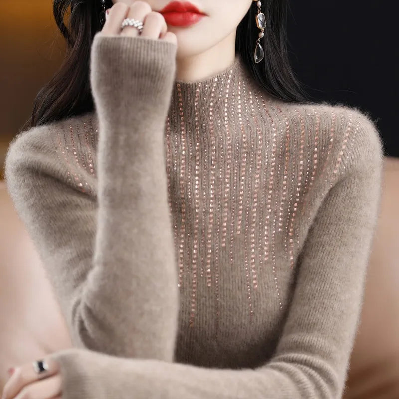 Middle Aged Mother Women's Knitting Pullover Sweater 2025 Autumn/Winter Fashion Loose Ladies Comfortable Pull Femme Sweater Top