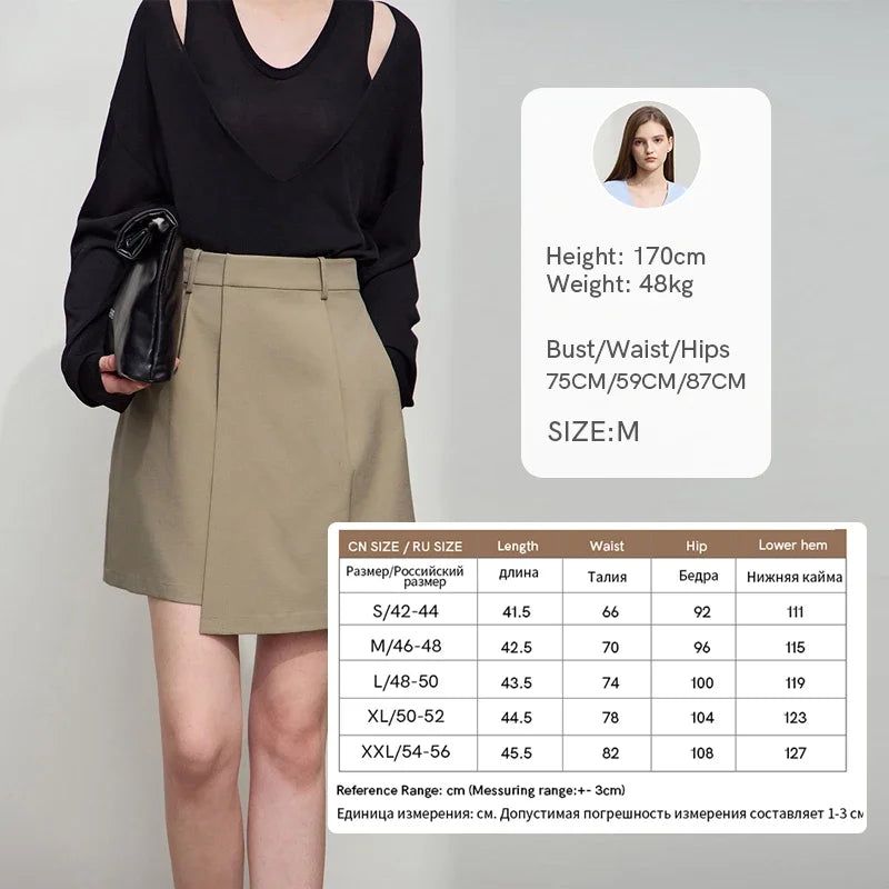 សំពត់ Amii Minimalist រដូវស្លឹកឈើជ្រុះឆ្នាំ ២០២៥ ពណ៌រឹងថ្មីសម្រាប់អ្នកធ្វើដំណើរកម្សាន្ត សំពត់អសមមាត្រ សំពត់ត្បាញ Twill មិនយឺត 12511065