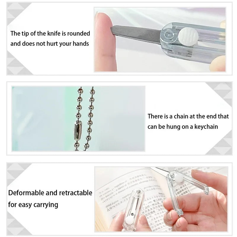 1pc Portable Retractable Mini Scissors Keychain, Lightweight Craft Cutting Pendant, Bag Charm Gift for Friends Classmates.