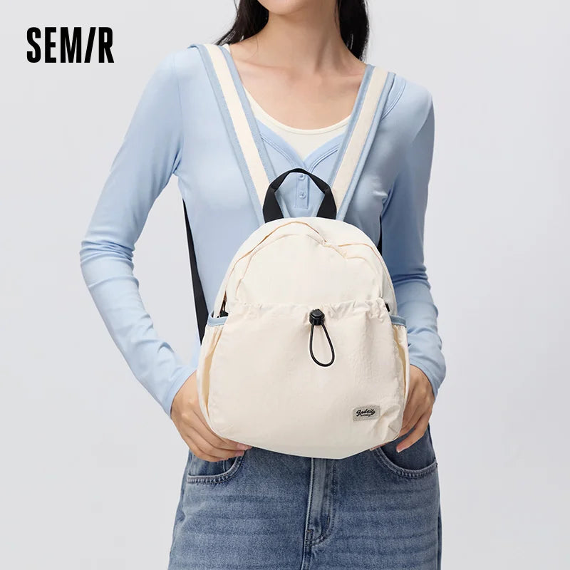 Semir Women Backpack Contrast Strap Lightweight Commuter Casual Style Daily Travel Student Carry Bag Daily Wear 2026