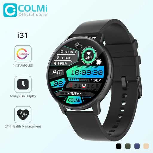 COLMI i31 Smartwatch 1.43'' AMOLED Display 100 Sports Modes 7 Day Battery Life Support Always On Display Smart Watch Men Women