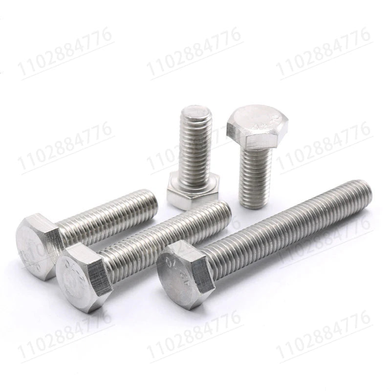 DIVEDEER 10PC/20PC M4 M5 M6 M8 A2-70 304 Stainless Steel Metric Thread DIN933 Hex Bolt External Hexagon Head Screw L=6-100mm