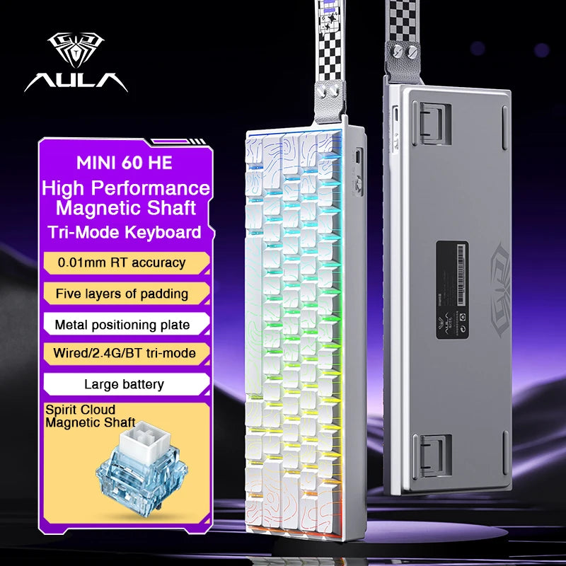 AULA MINI60 HE Magnetic Keyboard Wireless Tri-mode FPS Gaming Rappid Trigger Low Latency Keyboard