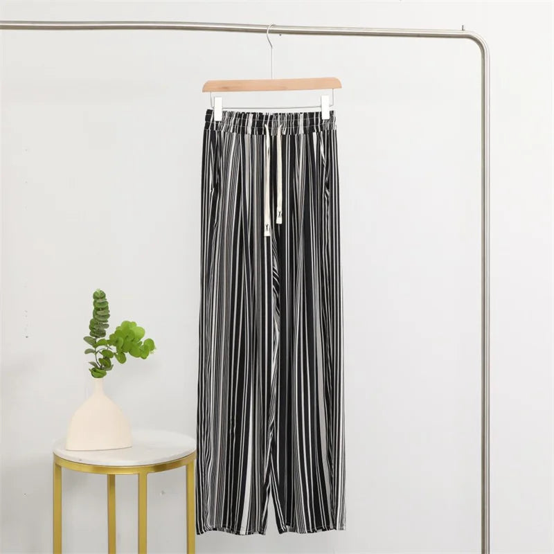 2026 New Casual High Waist Sleep Pants Women Striped Loose Ladies Pajama Pant Home Wear Trousers Pantalon Pijama Nightwear