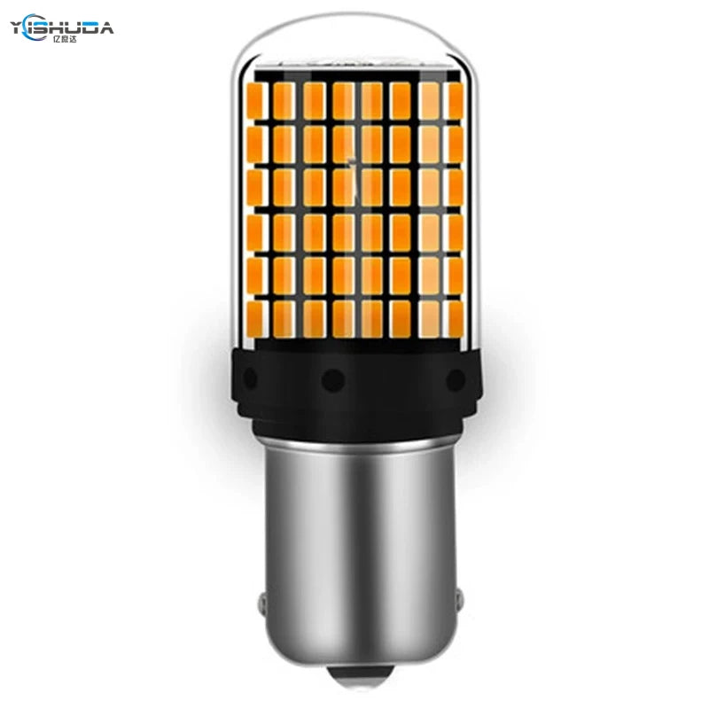 ភ្លើងសញ្ញាបត់រថយន្ត LED ជាសកល 2PCS 12V/24V ឌិកូដប្រឆាំងនឹងស្ត្រូបូស្កូប 1156 3014 144 ភ្លើងចំហៀង 157 ភ្លើងហ្វ្រាំង T20