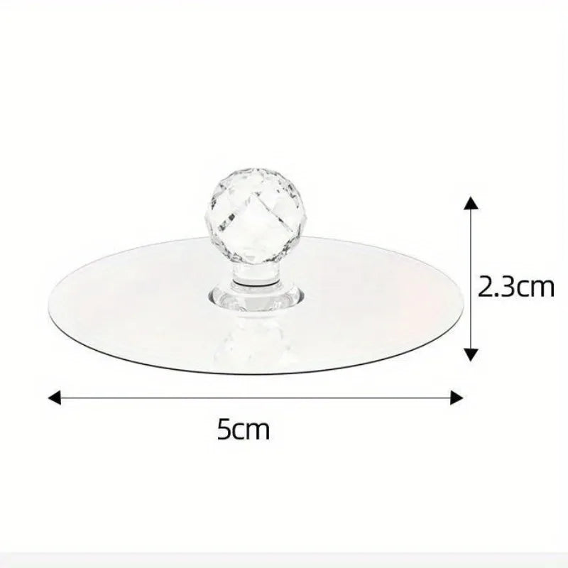 5/10pcs Round Self-Adhesive Push Pull Handles for Cabinet, Drawer,Wardrobes & Glass Door,Crystal Ball Design, Easy Installation
