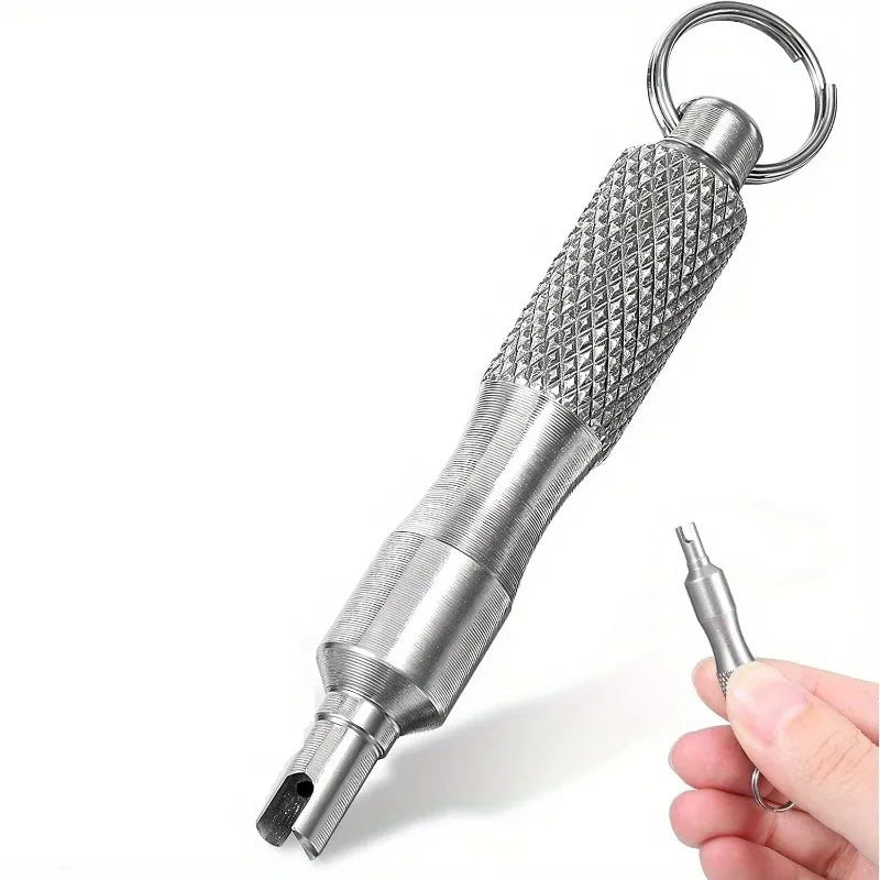 1/2pcs Premium Zinc Alloy Valve Core Tool – Universal Bike & Motorcycle Tire Repair Keychain. Compact, Sturdy & Portable.