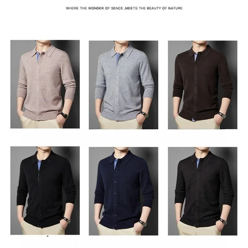 Men's Casual Cardigan Sweater - Button Front Design, Soft Knit Fabric for Daily Office Wear, 6 Colors Available