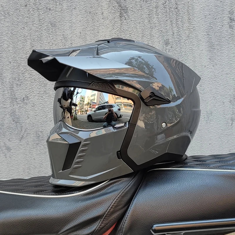 ORZ Street Fighter Motorcycle Helmet Detachable Combination Retro Helmet ECE DOT Certification Full face Cascos para moto