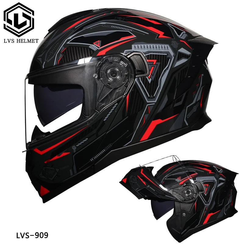 LVS high-quality motorcycle helmet modular flip helmet casque moto semi full duplex helmet suitable for both men and women DOT