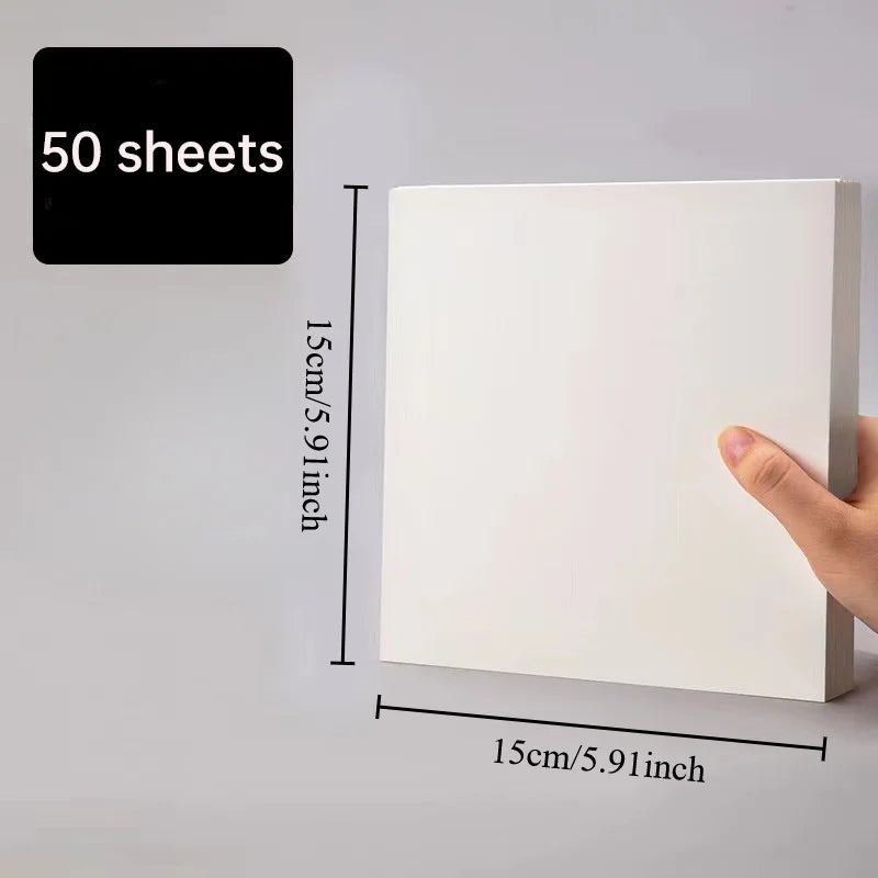 50pcs High-Quality Square Canvas Boards, Enhanced Thickness for Artists,Measuring 3.94X3.94 Inches, in White Color.