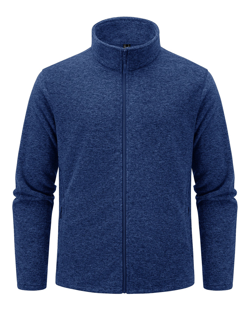 TACVASEN Lightweight Fleece Stand Collar Jackets Mens Spring Casual Full Zip Jacket Outdoor Sportswear With Pockets Outwear Tops