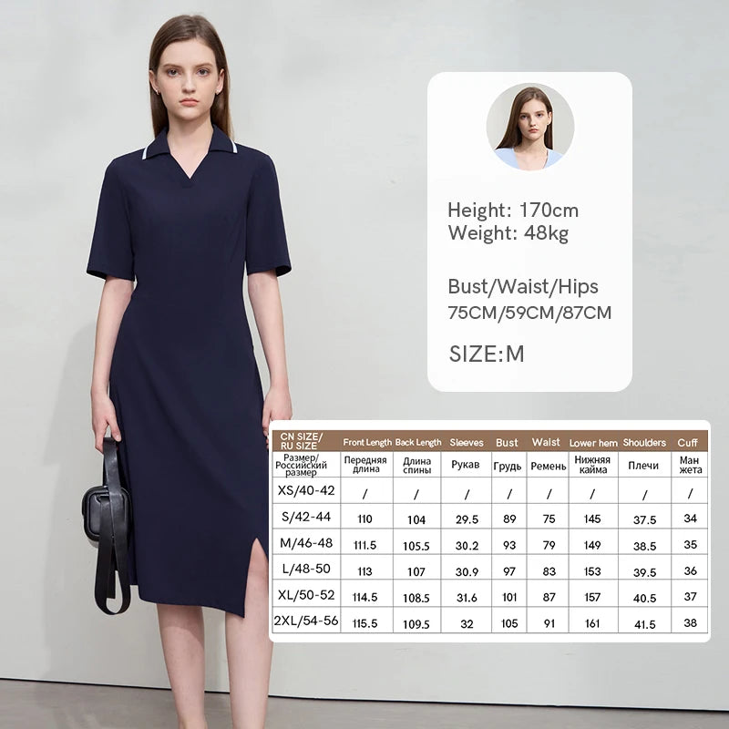 រ៉ូប Amii Minimalism រដូវក្តៅឆ្នាំ ២០២៥ រ៉ូបនារីថ្មី ក V ដៃអាវខ្លី ចង្កេះប៉ាក់ រ៉ូបការិយាល័យស្គមស្គាំង 12542166