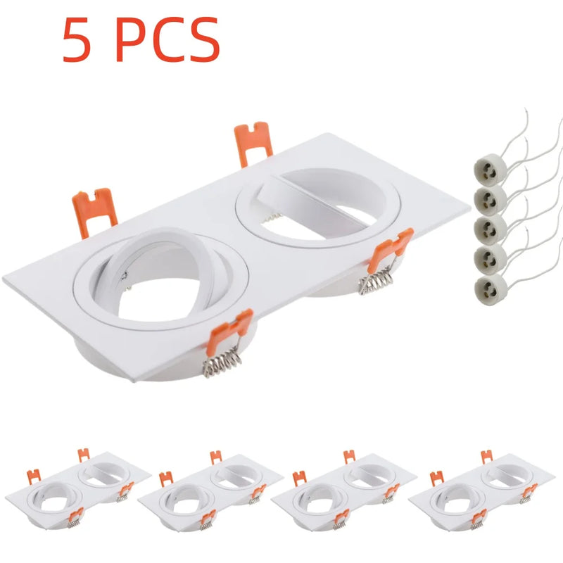 5pcs Square Recessed Spot Led Double Heads Frame GU10 MR16 Lamp Holder LED Down Light for Home Indoor Lighting Fixture