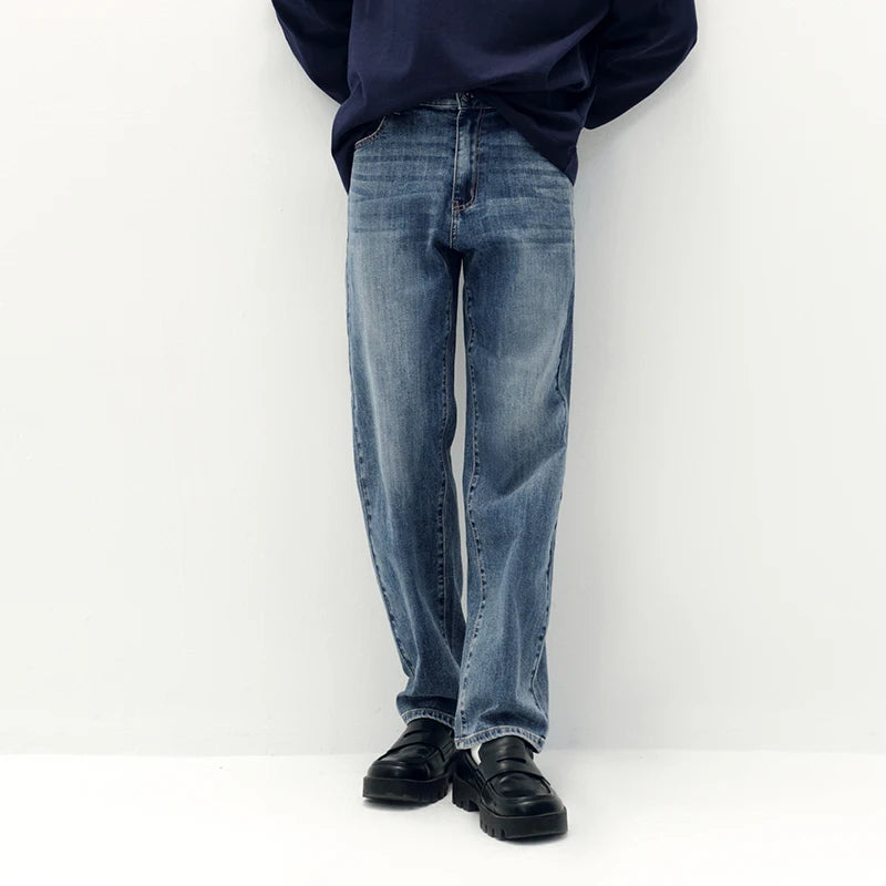 Semir Men Jeans Stretch Soft Straight Fit Casual Commute 2026 Autumn Long Denim Pants Clean Shape Everyday Style Daily Wear