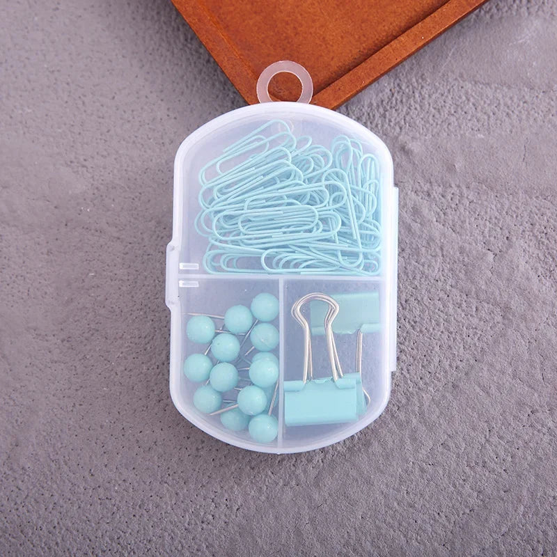 1set 3-in-1 Stationery Set - Cute Paper Clips, Binder Clips & Thumb Tacks Combo for School  Office Accessories, stationery