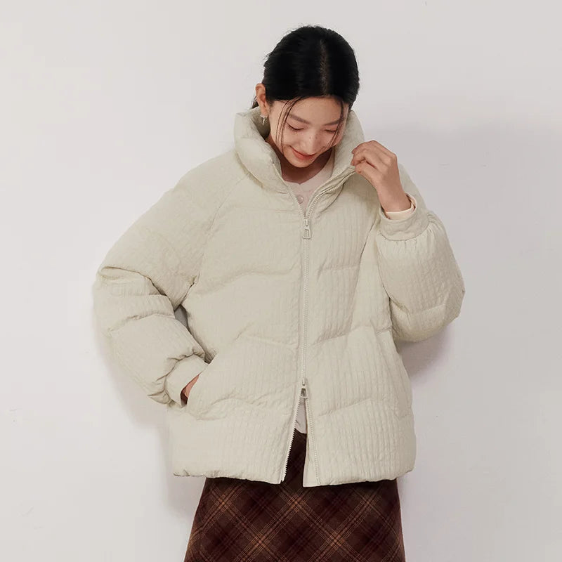 Semir Textured Down Coat Raglan Sleeve Women 2026 Winter Loose Fit Warm 80 Fill Power Soft Comfortable Casual Fashion Outerwear