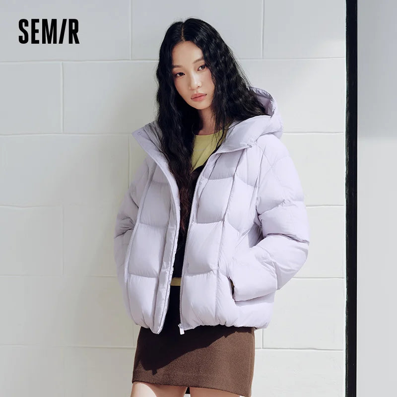 អាវក្រៅ Semir សម្រាប់ស្ត្រី ៩០ ភាគរយ ធ្វើពីរោមចៀម ធន់នឹងទឹក ធន់នឹងប្រេង ធន់នឹងស្នាមប្រឡាក់ ធន់នឹងកម្ដៅ ធន់នឹងកម្ដៅ មានក្រណាត់ការពារឋិតិវន្ត ថ្មីឆ្នាំ ២០២៦
