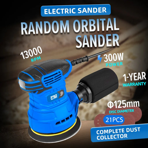 Random Orbital 300W Electric Sander Machine With 21Pcs 125mm Sandpapers Strong Dust Collection Polisher by PROSTORMER
