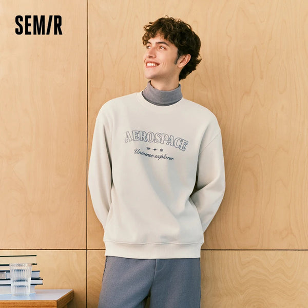 អាវយឺត Semir សម្រាប់បុរស ធ្វើពីរោមចៀម មានស្រទាប់រោមចៀម ប៉ាក់អក្សរ កមូល ឆ្នាំ២០២៦ សម្លៀកបំពាក់ប្រចាំថ្ងៃ រដូវរងាថ្មី រចនាបថសាមញ្ញបែបទីក្រុង