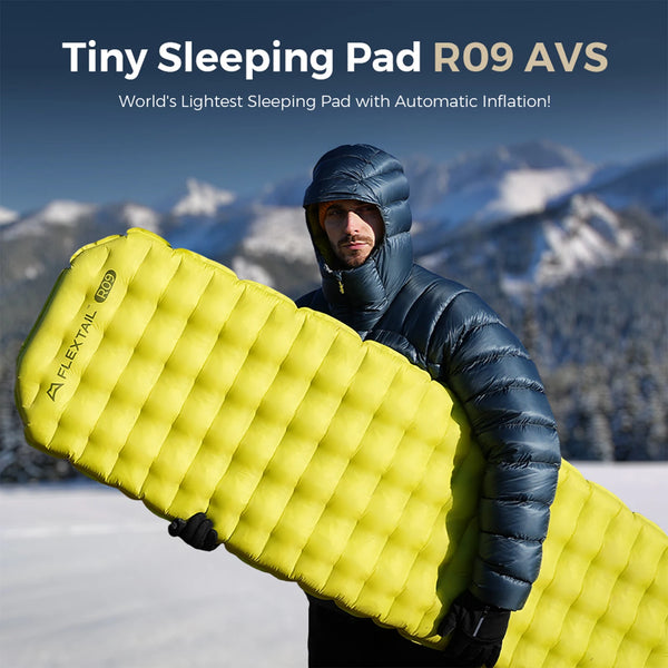 FLEXTAIL TINY SLEEPING PAD R09 - Insulated Sleeping Pad with Built-in Pump, 9.4 R-Value, Automatic Inflation/Deflation, Air Mat