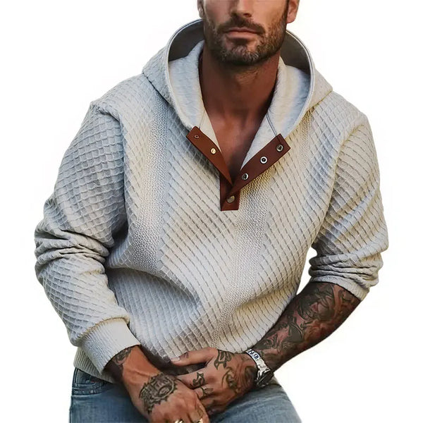 Jacquard Knitted Men's Hoodie: New Casual Fashion Versatile Breathable Pullover Sweatshirt