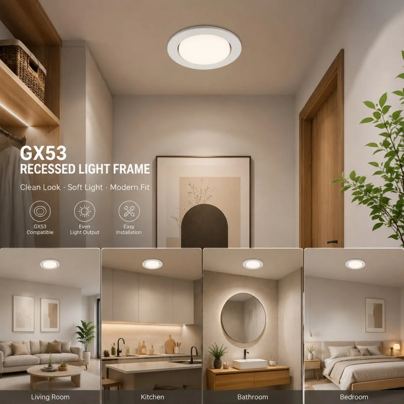 ចង្កៀងពិដាន JOYINLED 1/2/6PCS GX53 LED Downlight ស៊ុមសម្រាប់ដាក់ចង្កៀងពិដានរាងមូល ទំហំ 105mm សម្រាប់ដាក់ចង្កៀង ពណ៌ខ្មៅ