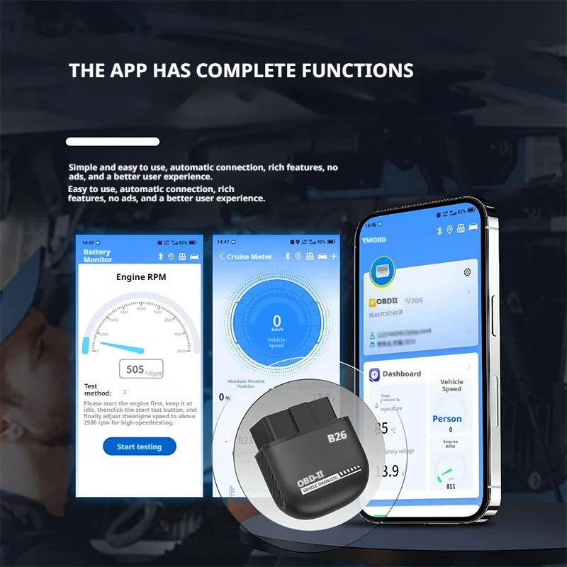 SEAMETAL BT5.1 V1.5 Auto OBD Code Reader Scan Tool Car Scanner Diagnostic-Tool Supports 9 Protocols OBDII OBD2 Car Accessories