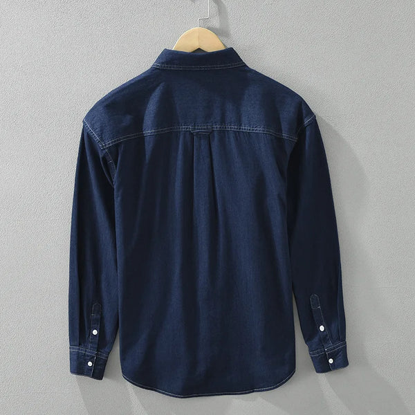 Spring Autumn New 100% Cotton Casual Denim Long Sleeve Shirts for Men Clothing Loose Soft Streetwear Shirt CM6977