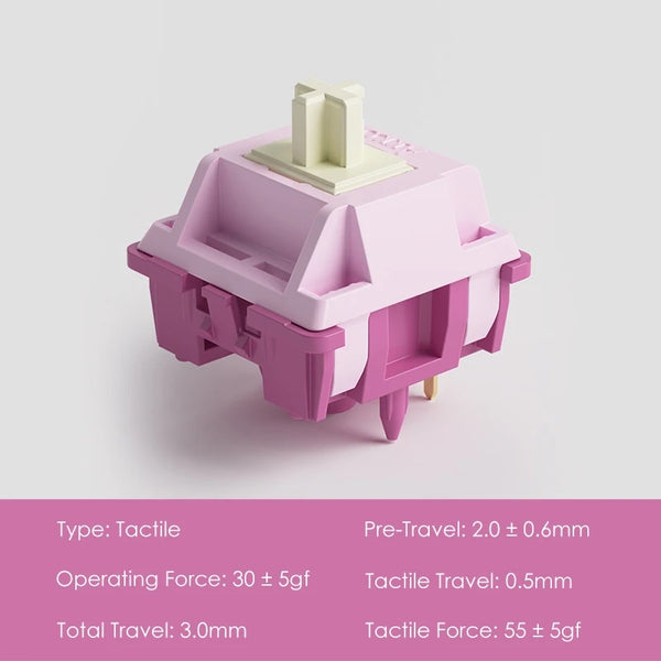 Akko V3 Creamy Purple Pro Switch 5-pin 30gf Tactile Switch អាចប្រើប្រាស់ជាមួយ MX Mechanical Keyboard (45 គ្រាប់)