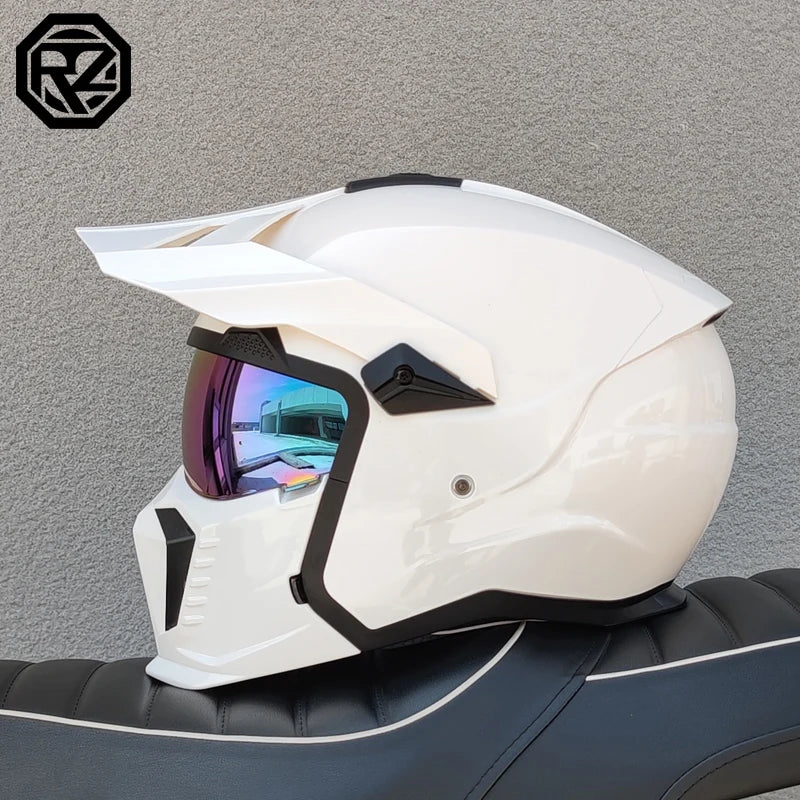 ORZ approves high-quality retro motorcycle helmet modular multifunctional combination helmet Black Warrior off-road full helmet