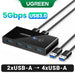 UGREEN USB KVM Switch USB 3.0 2.0 Switcher KVM Switch for Windows10 PC Keyboard Mouse Printer 2 PCs Sharing 4 Devices USB Switch 5Gbps USB-A 3.0 CHINA