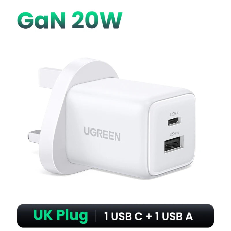 【UK Plug】UGREEN 45W 30W 20W GaN Charger PD 3.0 USB C Phone Charger For iPhone 17 16 15 Pro Samsung S25 Xiaomi Tablet iPad Air