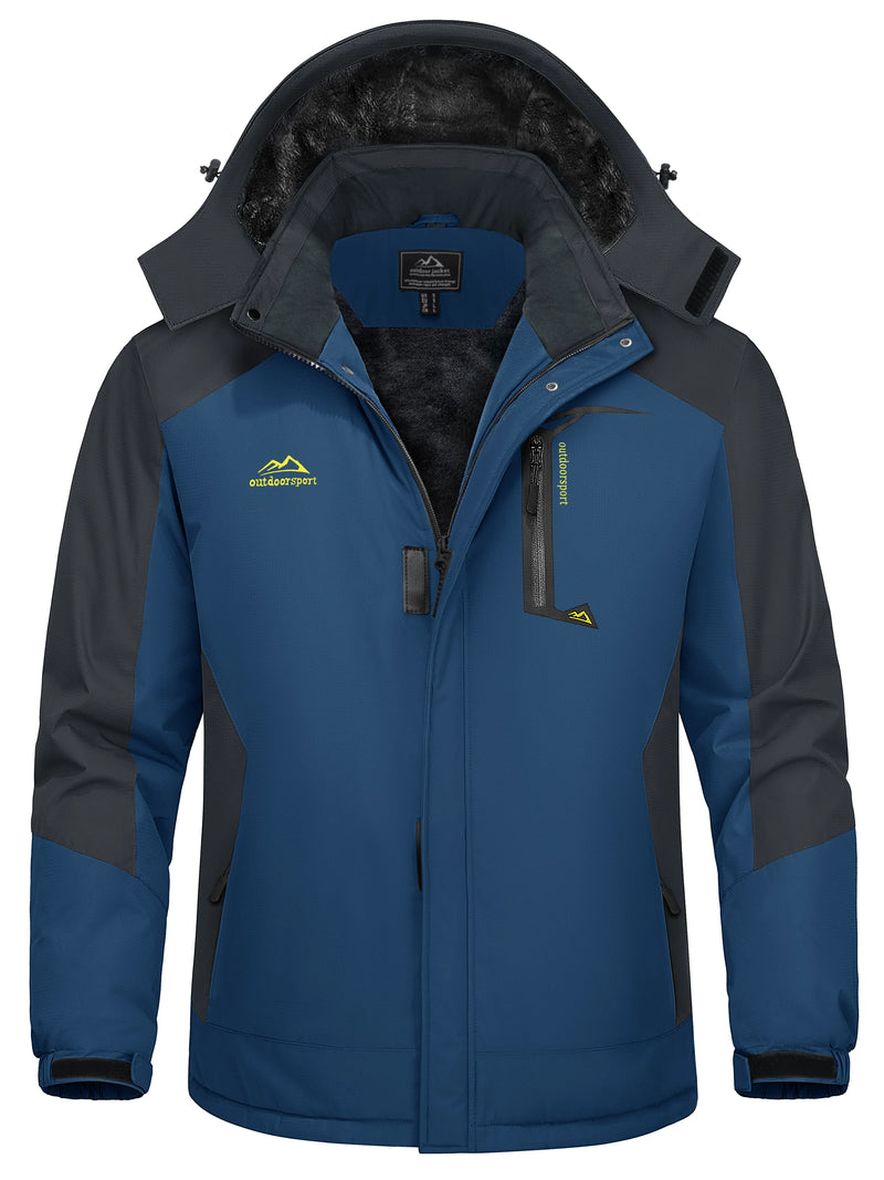 TACVASEN Mens Winter Padded Ski Snow Coats Waterproof Fleece Insulated Parka Jackets Outdoor Snowboard Warm Daily Raincoat