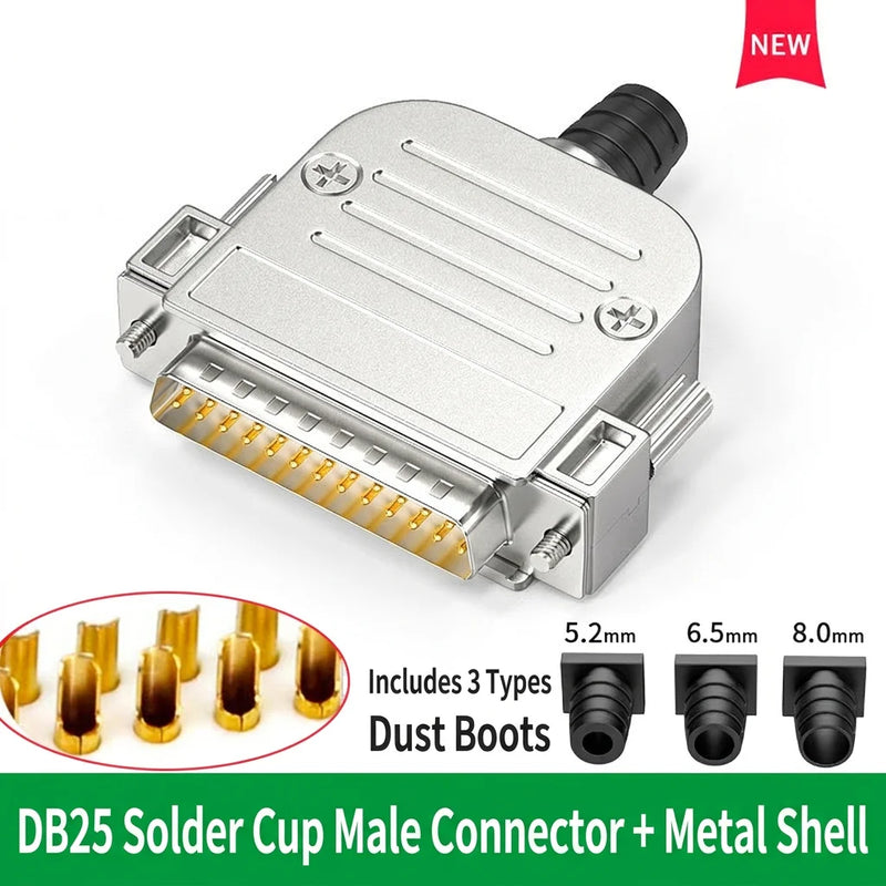 DIVEDEER Industrial Gold-Plated DB15 DB25 Connectors Male Female Parallel Ports with Metal Shells 25-Pin Plugs Industrial Use