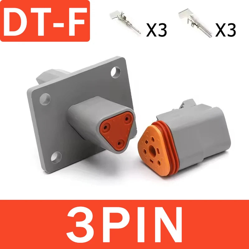Deutsch DT04/DT06 Waterproof Connector with Fixed Flange DT04-2P/4P/6P/8P/12P & DT06-2S Male/Female Plug for Truck, Agriculture