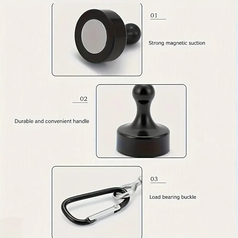 2pcs Camping Magnetic Hooks, Magnetic, Black, with Safety Suspension, for Tent, Gear Connection,Outdoor Adventure.hooks
