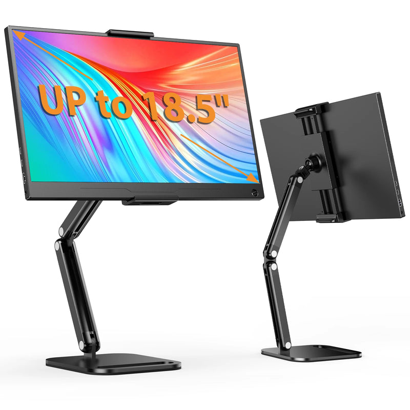 ឈុតស្ព្រីងដែក UPERFECT Ustand D18 អាចបត់បែនបានសម្រាប់តង្កៀបម៉ូនីទ័រចល័តទំហំ 10-18.5 អ៊ីញ ដែលអាចលៃតម្រូវបាន 360° អេក្រង់បញ្ឈរខាងក្រៅ