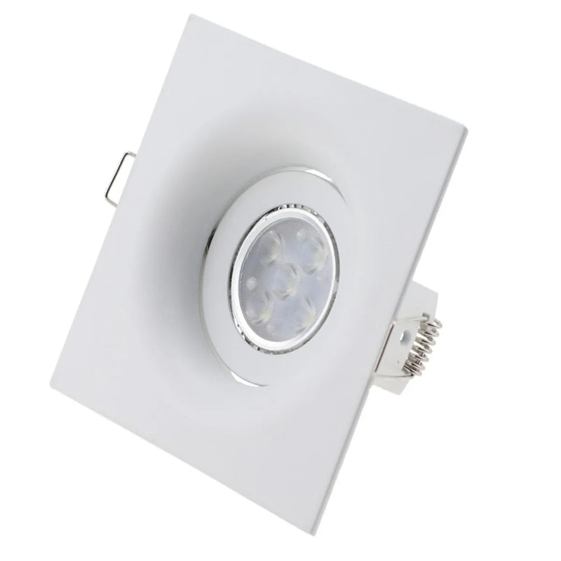 Round Square LED Spotlight Frame GU10 MR16 Base Recessed Downlight Adjustable Lamp for Kitchen Living Room Bedroom Lighting