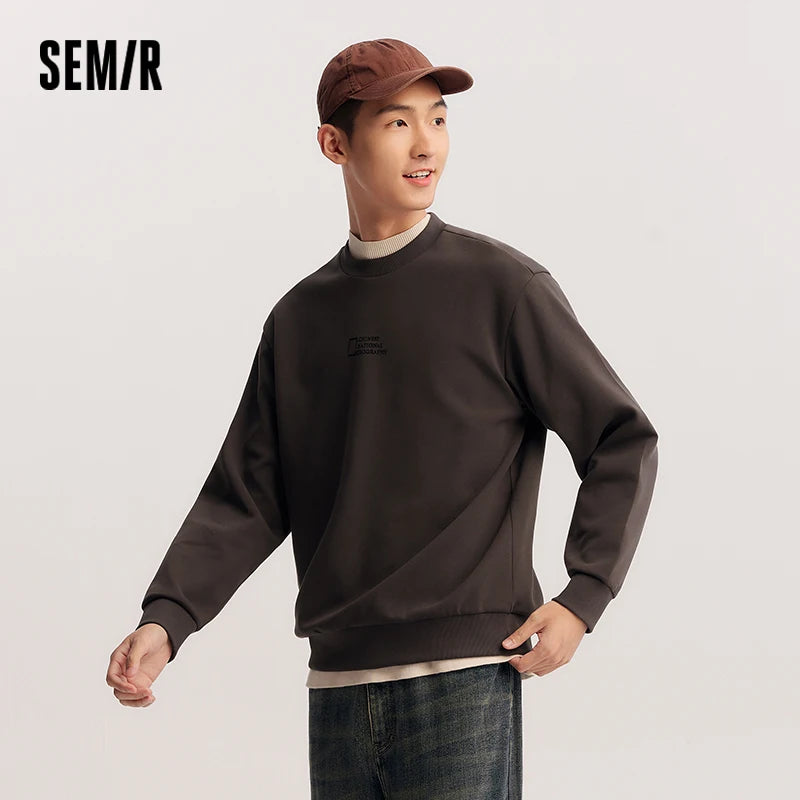 Semir Graphic Sweatshirt Soft Texture Men Spring Casual Fashion Comfort Crewneck Trend Cozy New 2026