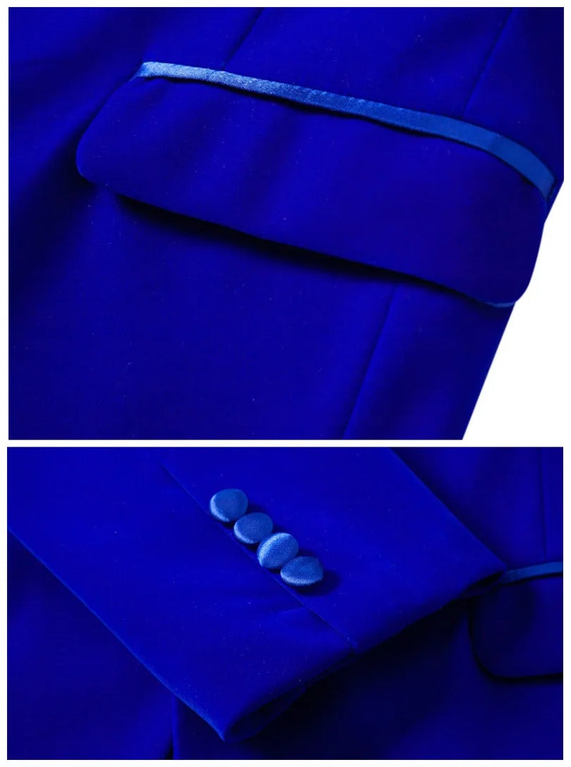 New Arrival: Men's Blue Long-Sleeve Blazer—a Corduroy, Notched-collar, Single-button Formal Jacket Perfect for Weddings, Parties