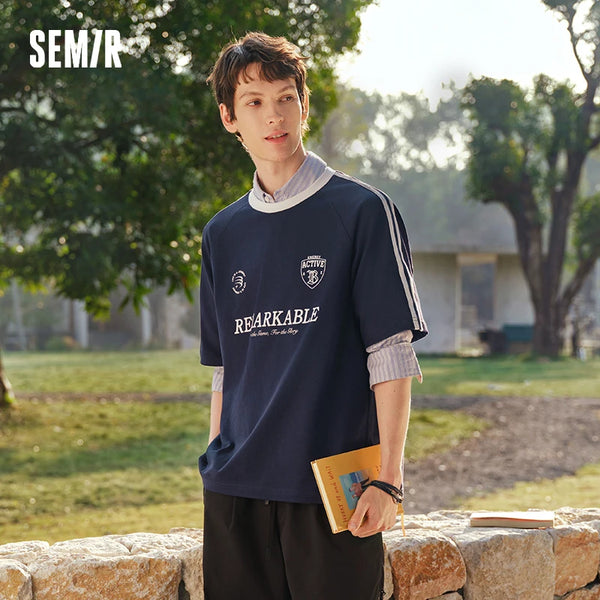 អាវយឺតបុរស Semir កប្បាសអាមេរិកាំង ប៉ាក់កីឡា ទាន់សម័យ អាវយឺតធម្មតា រដូវក្តៅ 2026 ទន់ ស្រួលពាក់