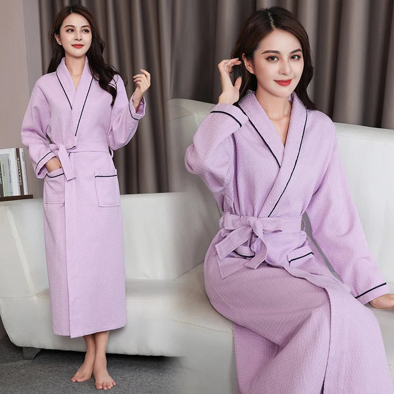 អាវងូតទឹក Kimono សម្រាប់នារី ទំហំធំ រលុង រដូវស្លឹកឈើជ្រុះ រដូវរងា អាវងូតទឹកដៃវែង កប្បាស 100% រ៉ូបងូតទឹក អាវគេងសម្រាប់ងូតទឹក ប៉ាហ្សាម