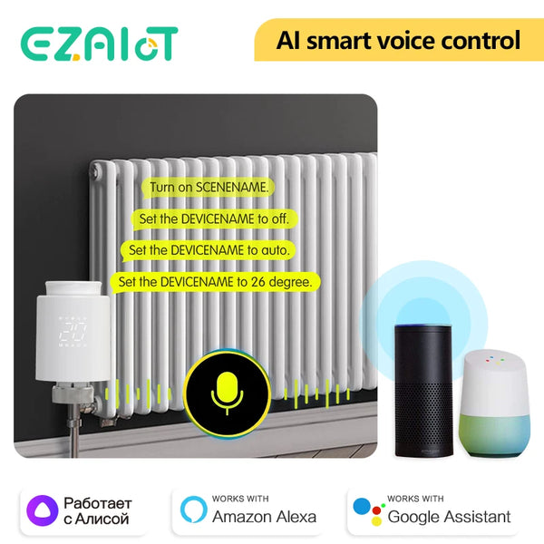 ឧបករណ៍បញ្ជាសីតុណ្ហភាព Tuya Smart WiFi/ZigBee Thermostatic Radiator Actuator TRV អាចសរសេរកម្មវិធីបានតាមរយៈកម្មវិធីបញ្ជាពីចម្ងាយ Alexa Google Home