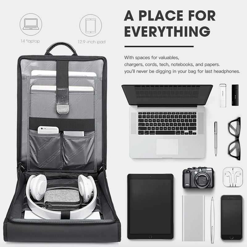 BANGE New Design Men Backpack Waterproof Fits for 14.1 inch Laptop Bag Teenager Travel Bag School Bag City Business Backpack Man