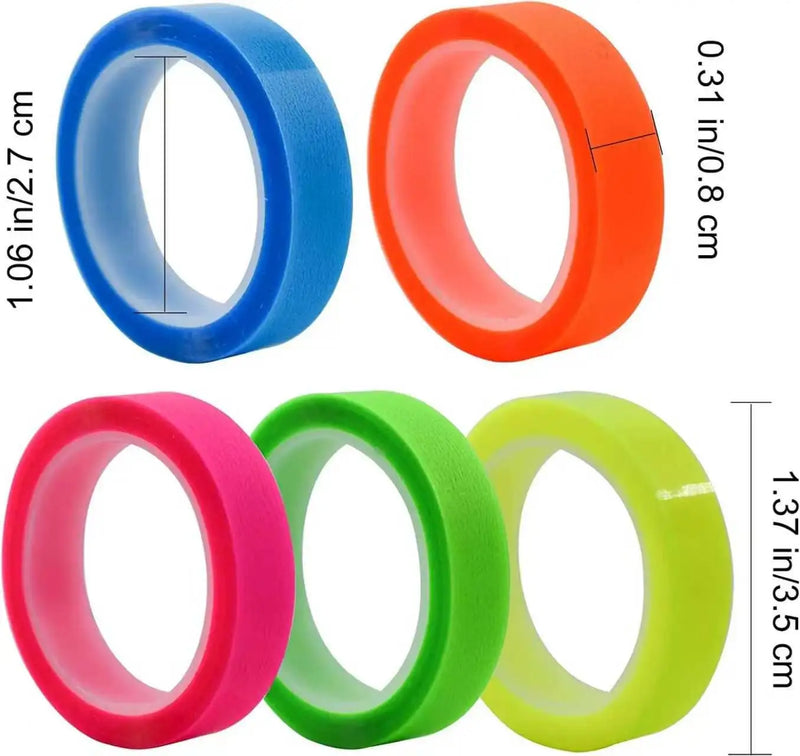10Rolls Set Transparent Fluorescent Sticky Notes Index Tabs Flags 5 Colors 5m Each Roll Children's Stationery Gift for School Of